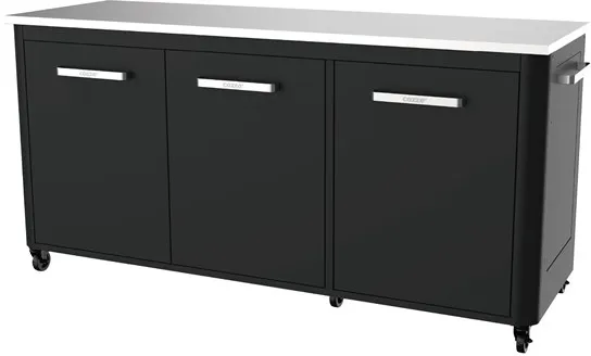 cozze ® utendørsbord med 3 dører og 6 hjul rustfritt stål/svart/grå